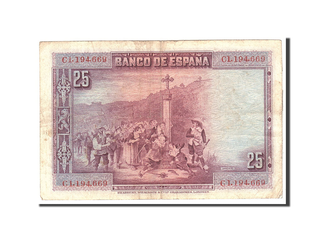 Biljet, Spanje, 25 Pesetas, 1928, 1928-08-15, KM:74b, TTB