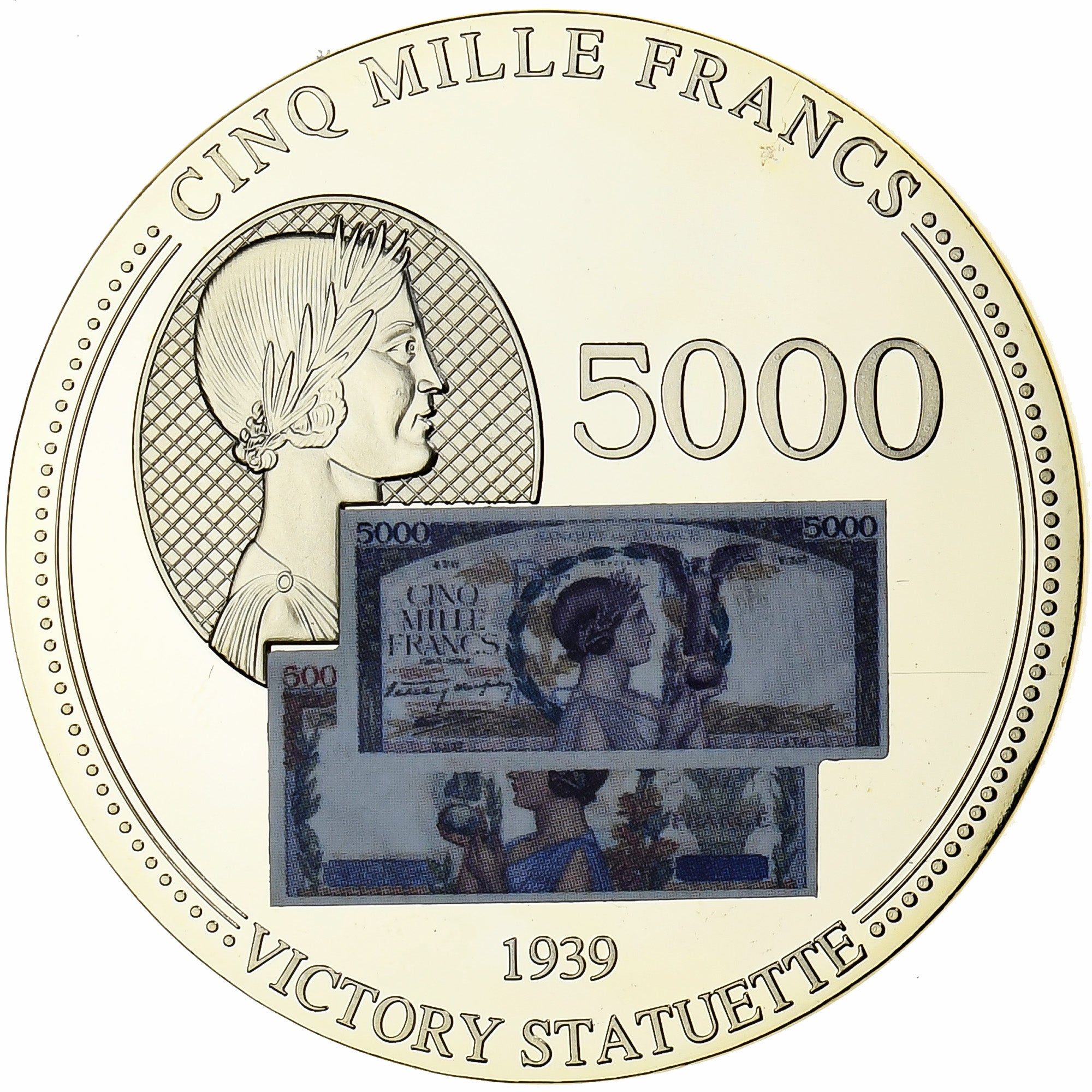 France, Medal, Les Anciens Francs, billet de 5000 Francs Victoire, MS(65-70)