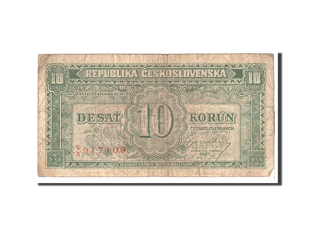 Banknote, Czechoslovakia, 10 Korun, 1945, Undated, KM:60a, VG(8-10)