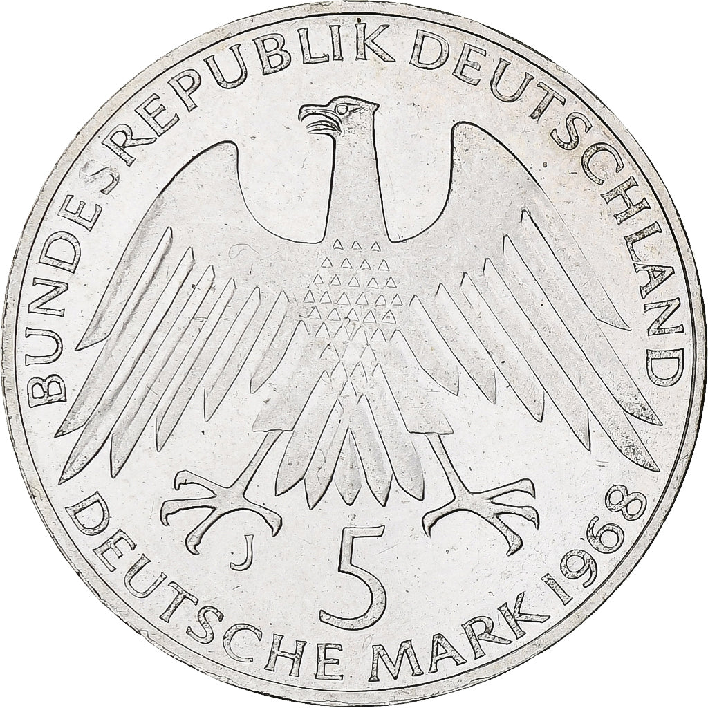 Moneta, GERMANIA - REPUBBLICA FEDERALE, 5 Mark, 1968, Hamburg, Germany, SPL-