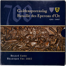 Belgium, 1 Cent to 2 Euro, euro set - Bataille des éperons d'or, 2002, Royal