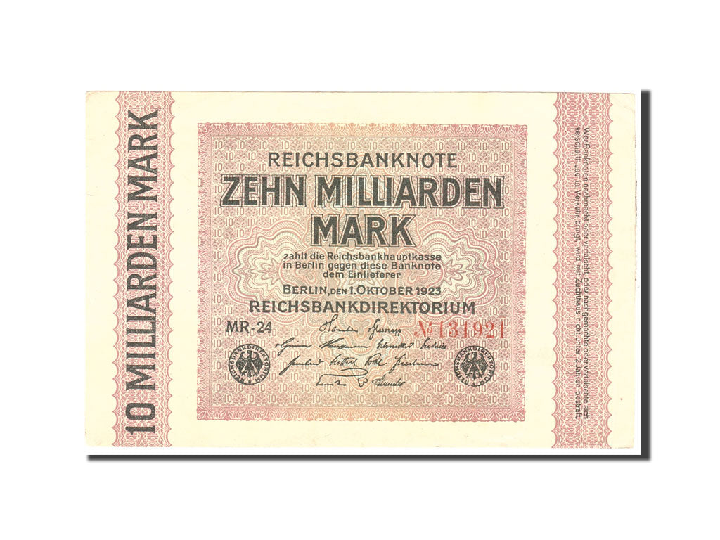 Banknote, Germany, 10 Milliarden Mark, 1923, 1923-10-01, KM:117b, AU(55-58)