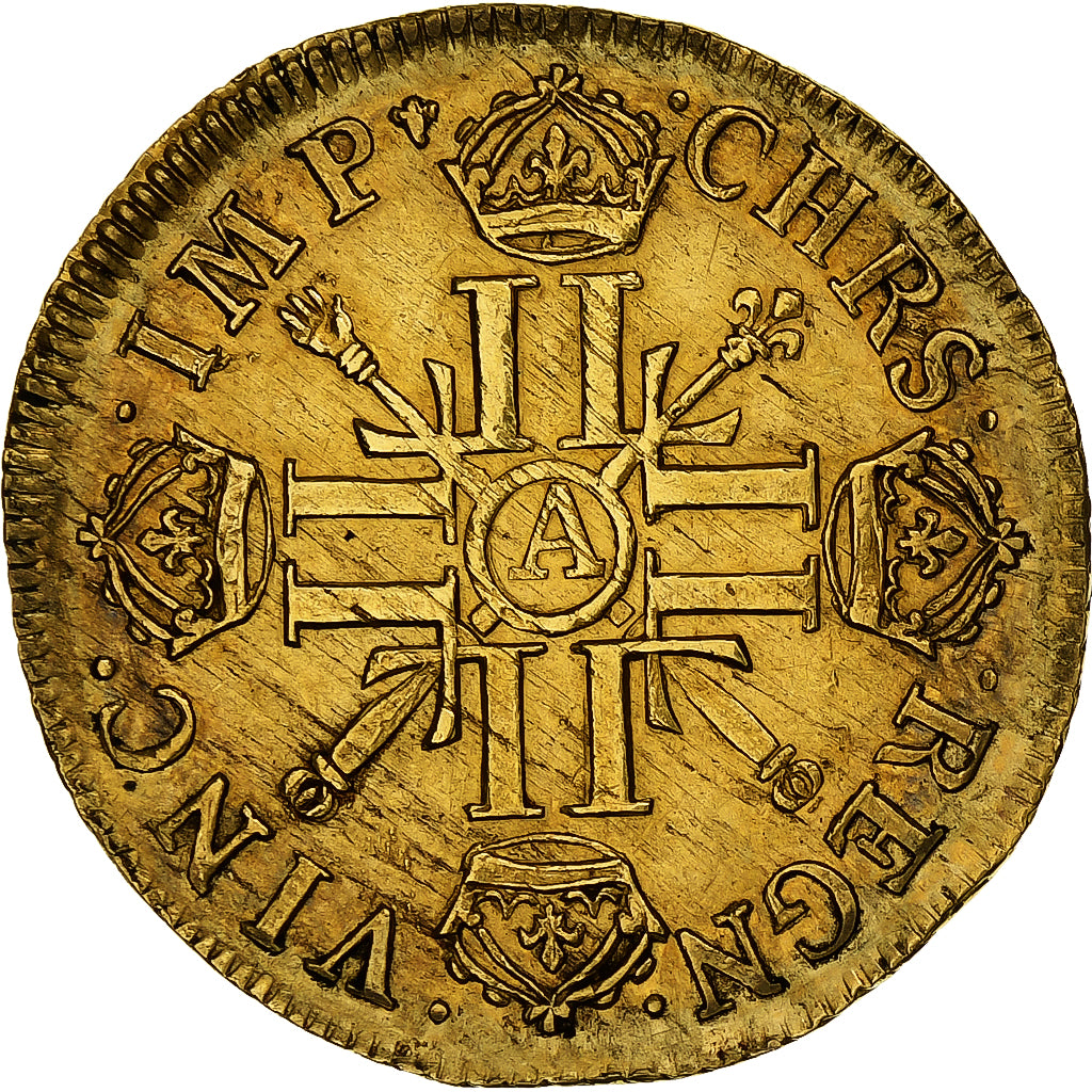 France, Louis XIV, Double louis d'or aux 8 L et aux insignes, 1702, Paris, Gold
