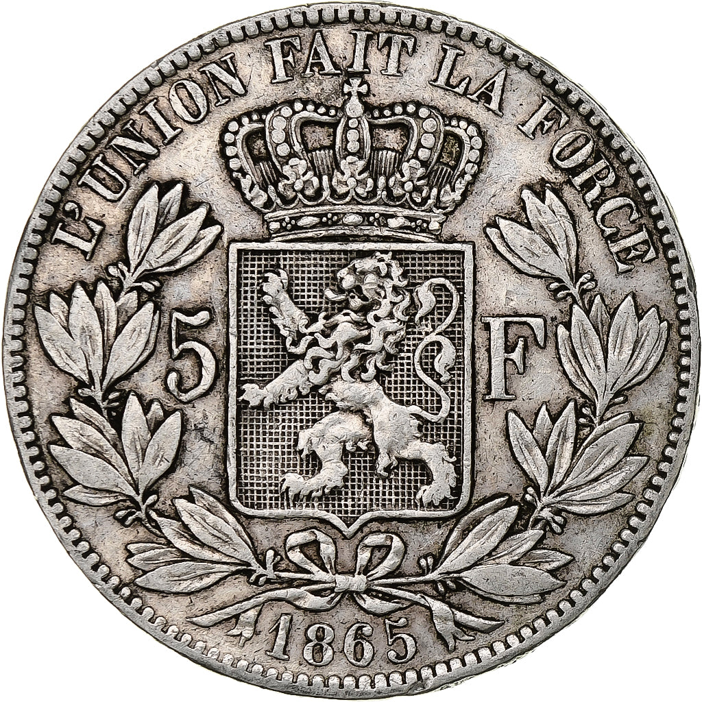 Belgium, Leopold I, 5 Francs, 5 Frank, 1865, Silver, VF(30-35), KM:17