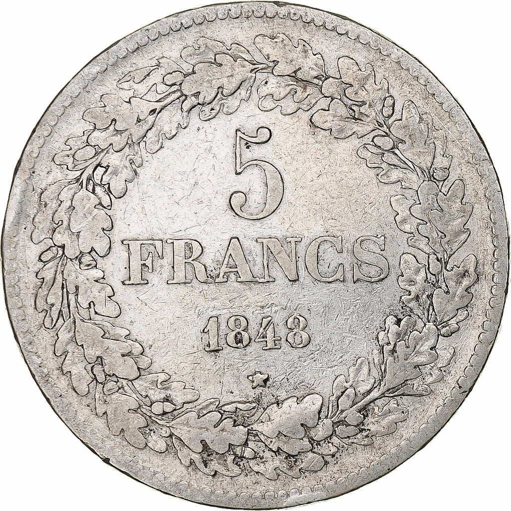 Coin, Belgium, Leopold I, 5 Francs, 5 Frank, 1848, VF(30-35), Silver, KM:3.2