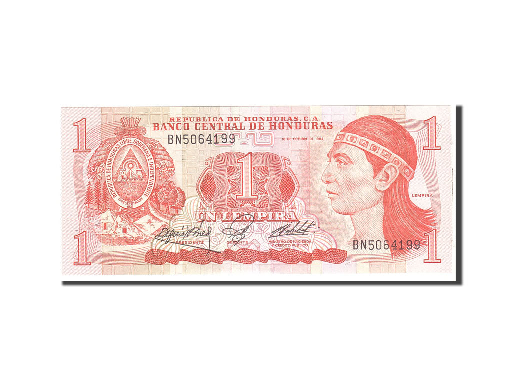 Banknote, Honduras, 1 Lempira, 1984, 1984-10-18, KM:68b, UNC(65-70)