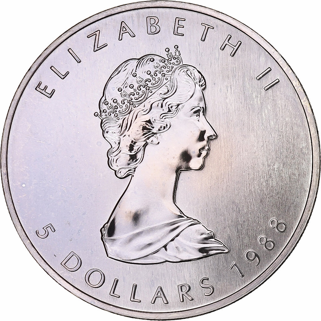Canada, Elizabeth II, 5 Dollars, 1988, Royal Canadian Mint, Silver, MS(60-62)