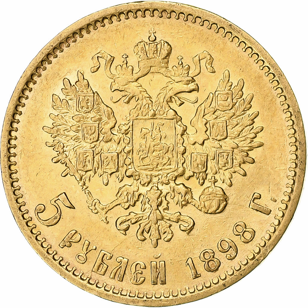 Russie, Nicholas II, 5 Roubles, 1898, St. Petersburg, Or, TTB+, KM:62