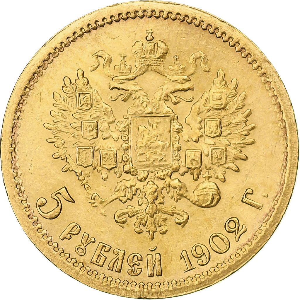 Russie, Nicholas II, 5 Roubles, 1902, St. Petersburg, Or, SPL, KM:62