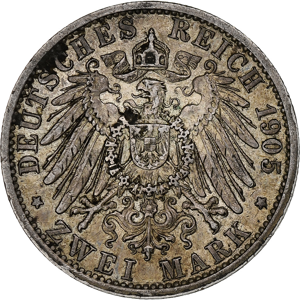 Coin, German States, PRUSSIA, Wilhelm II, 2 Mark, 1905, Berlin, AU(55-58)