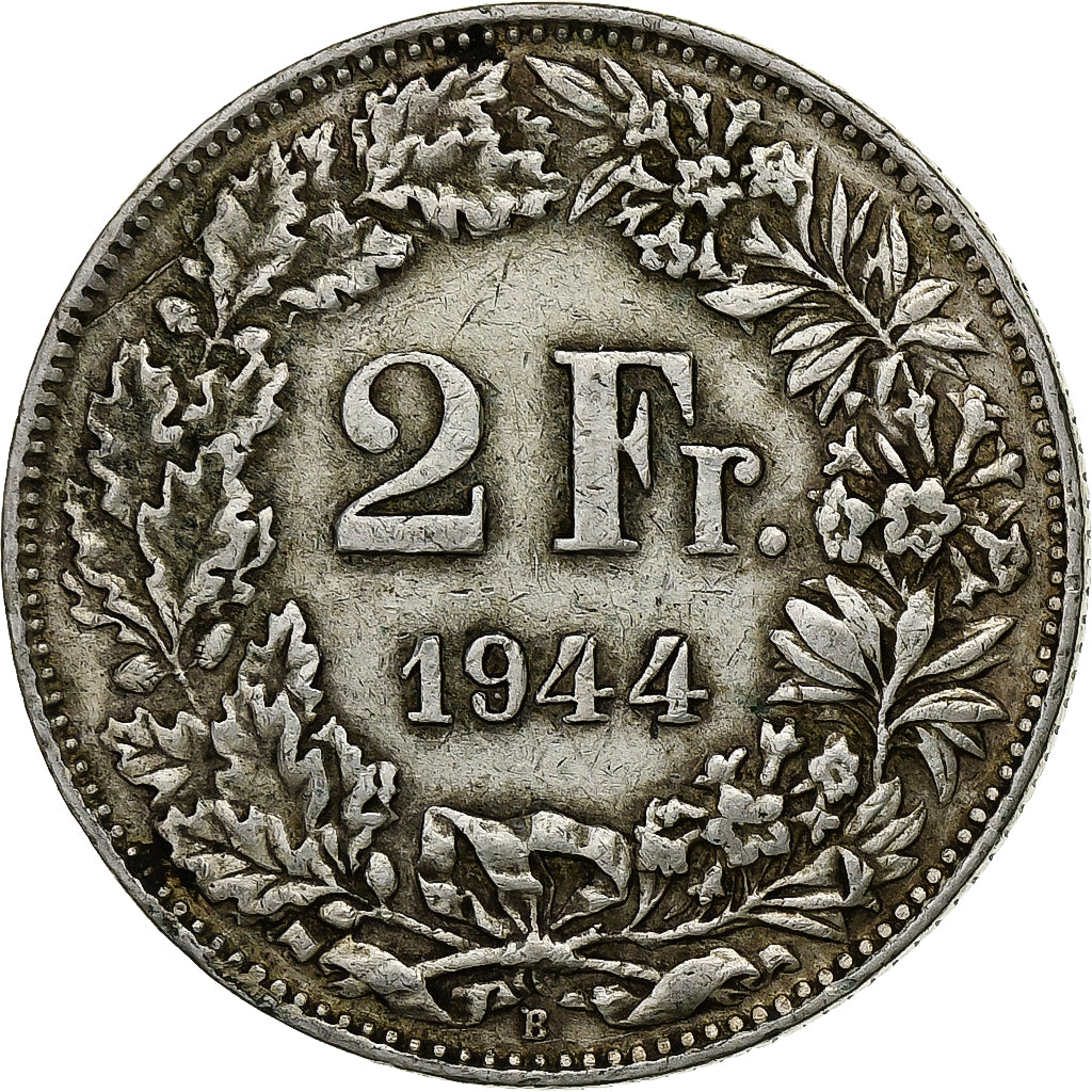 Moneta, Svizzera, 2 Francs, 1944, BB, Argento, KM:21
