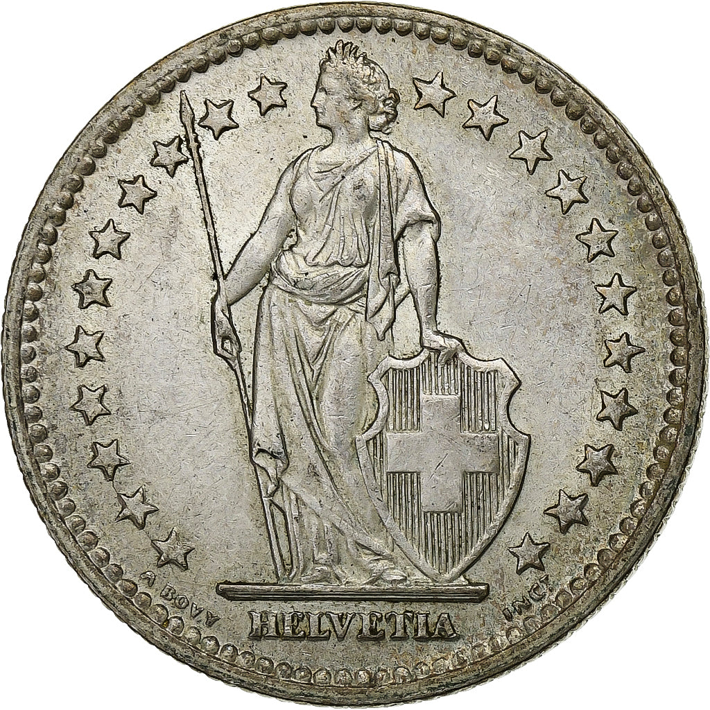Switzerland, 2 Francs, 1948, Bern, Silver, EF(40-45), KM:21