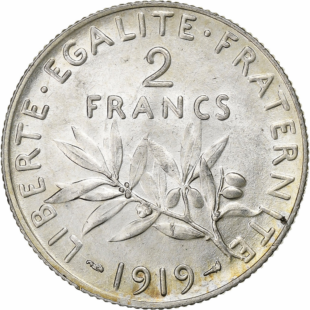 Coin, France, Semeuse, 2 Francs, 1919, Paris, AU(55-58), Silver, KM:845.1