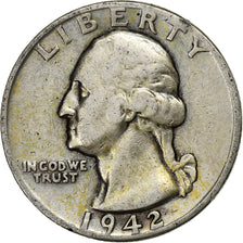 Monnaie, États-Unis, Washington, Quarter, 1942, Philadelphie, TTB, Argent