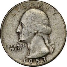 United States, Quarter, Washington Quarter, 1953, U.S. Mint, Silver, VF(20-25)