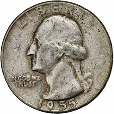 United States, Quarter, Washington Quarter, 1955, U.S. Mint, Silver, VF(30-35)