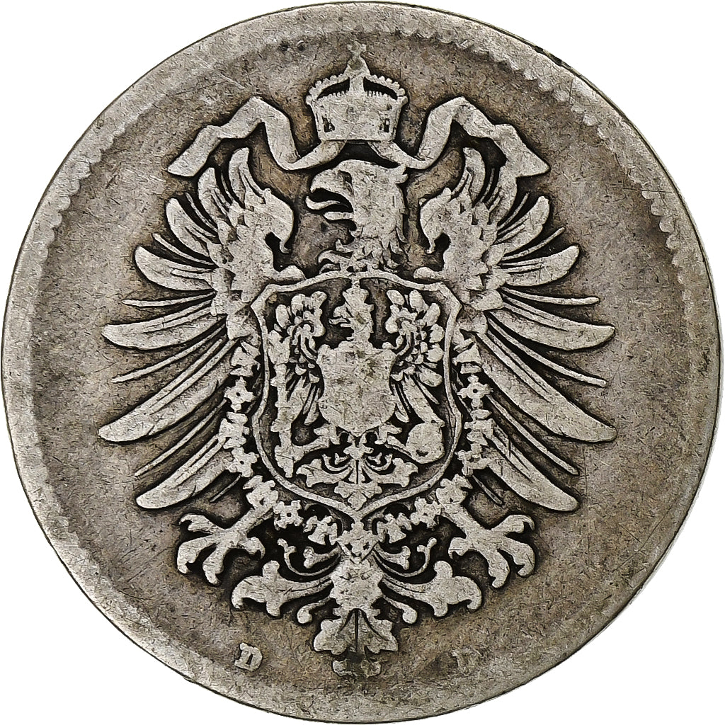 GERMANIA - IMPERO, Wilhelm I, Mark, 1874, Munich, Argento, MB+, KM:7