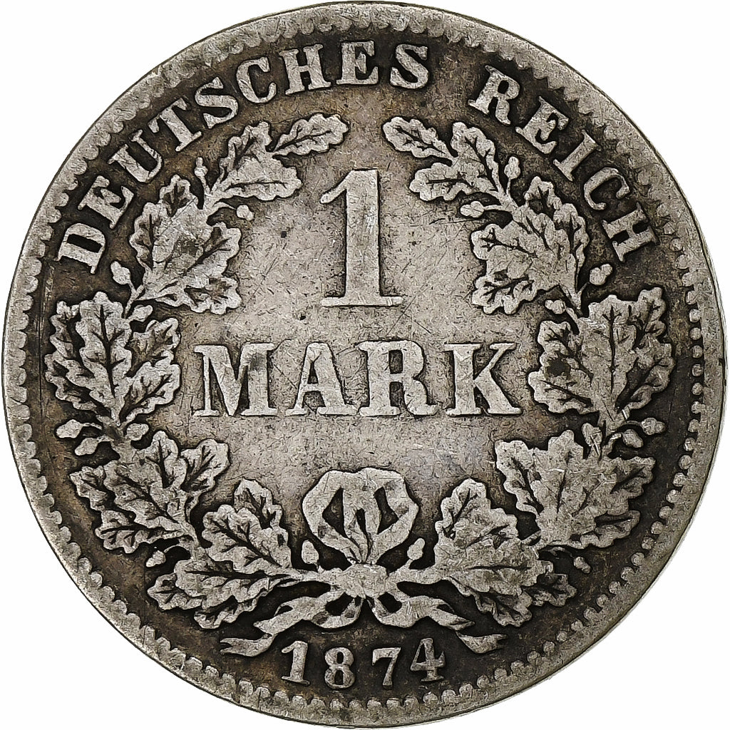 GERMANIA - IMPERO, Wilhelm I, Mark, 1874, Munich, Argento, MB+, KM:7