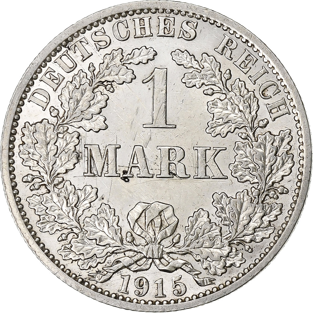 GERMANY - EMPIRE, Wilhelm II, Mark, 1915, Berlin, Silver, AU(50-53), KM:14
