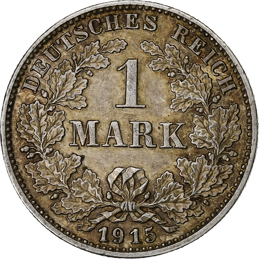 GERMANY - EMPIRE, Wilhelm II, Mark, 1915, Karlsruhe, Silver, AU(50-53), KM:14