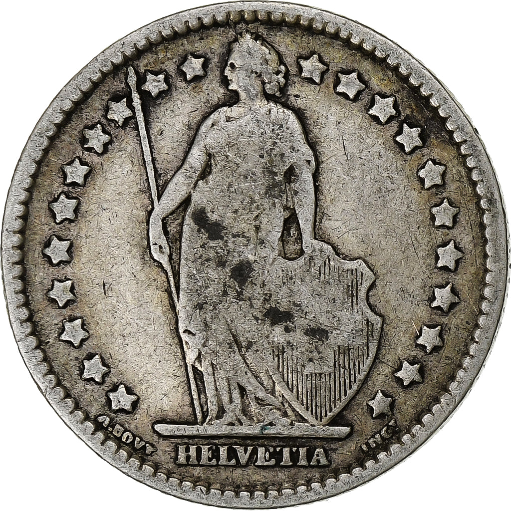Switzerland, Franc, 1877, Bern, Silver, VF(20-25), KM:24