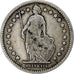 Suiza, Franc, 1877, Bern, Plata, BC+, KM:24