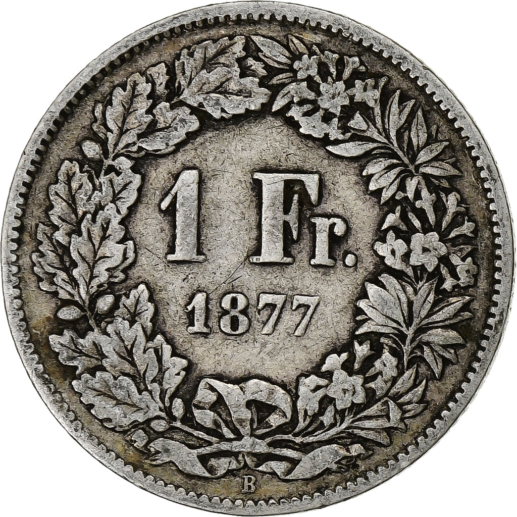 Switzerland, Franc, 1877, Bern, Silver, VF(20-25), KM:24