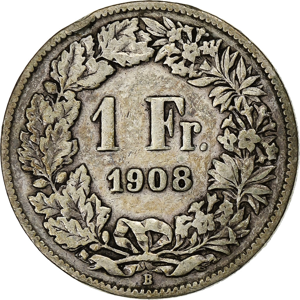 Coin, Switzerland, Franc, 1908, Bern, VF(30-35), Silver, KM:24