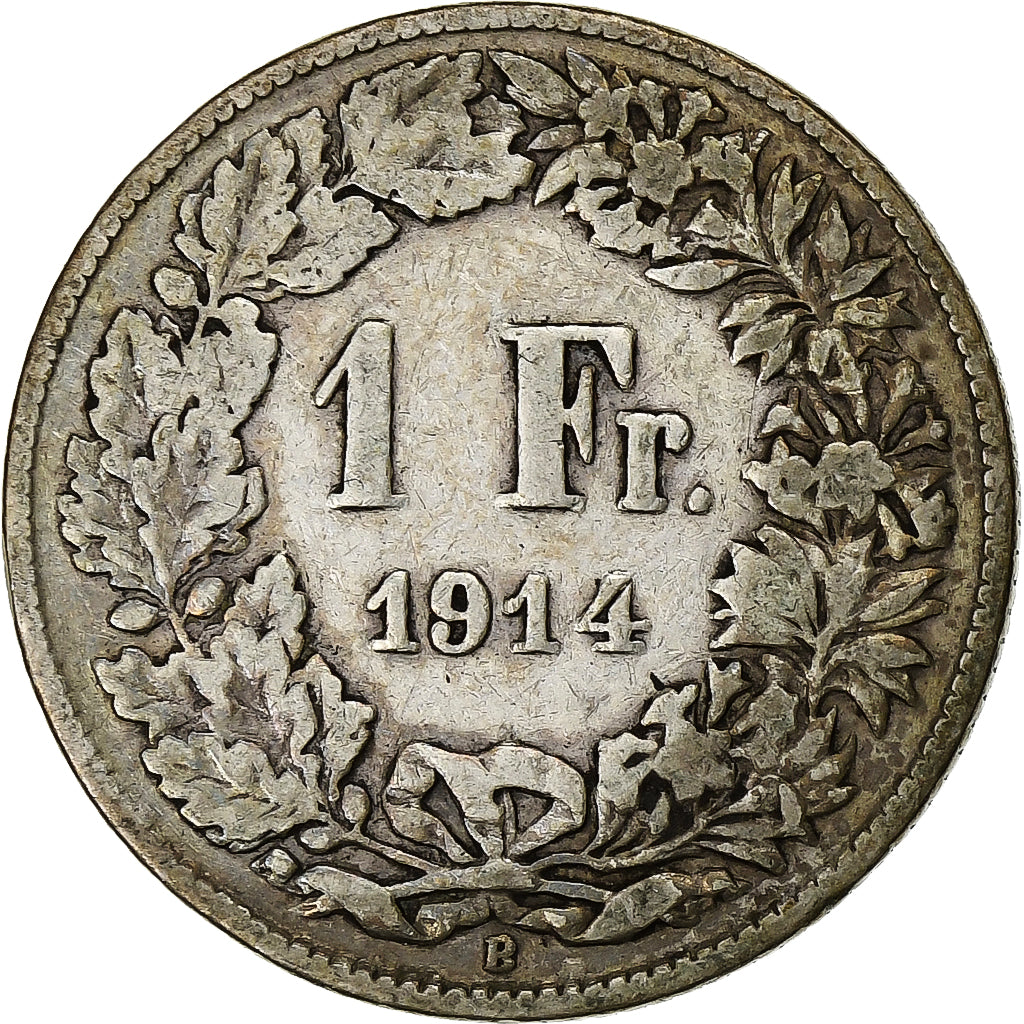 Zwitserland, Franc, 1914, Bern, Zilver, FR, KM:24