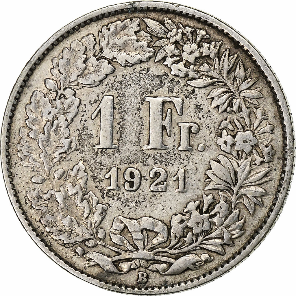 Coin, Switzerland, Franc, 1921, Bern, VF(30-35), Silver, KM:24