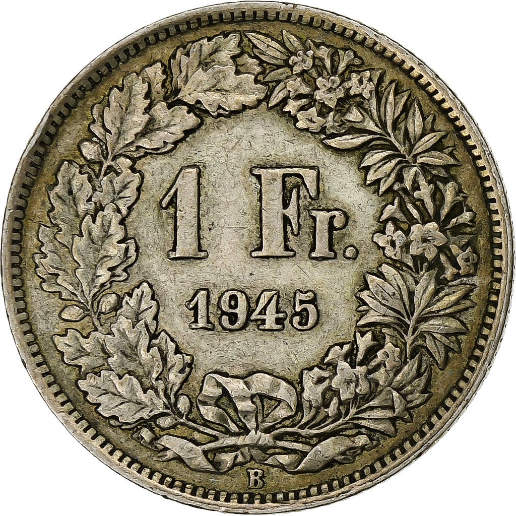 Zwitserland, Franc, 1945, Bern, Zilver, ZF+, KM:24