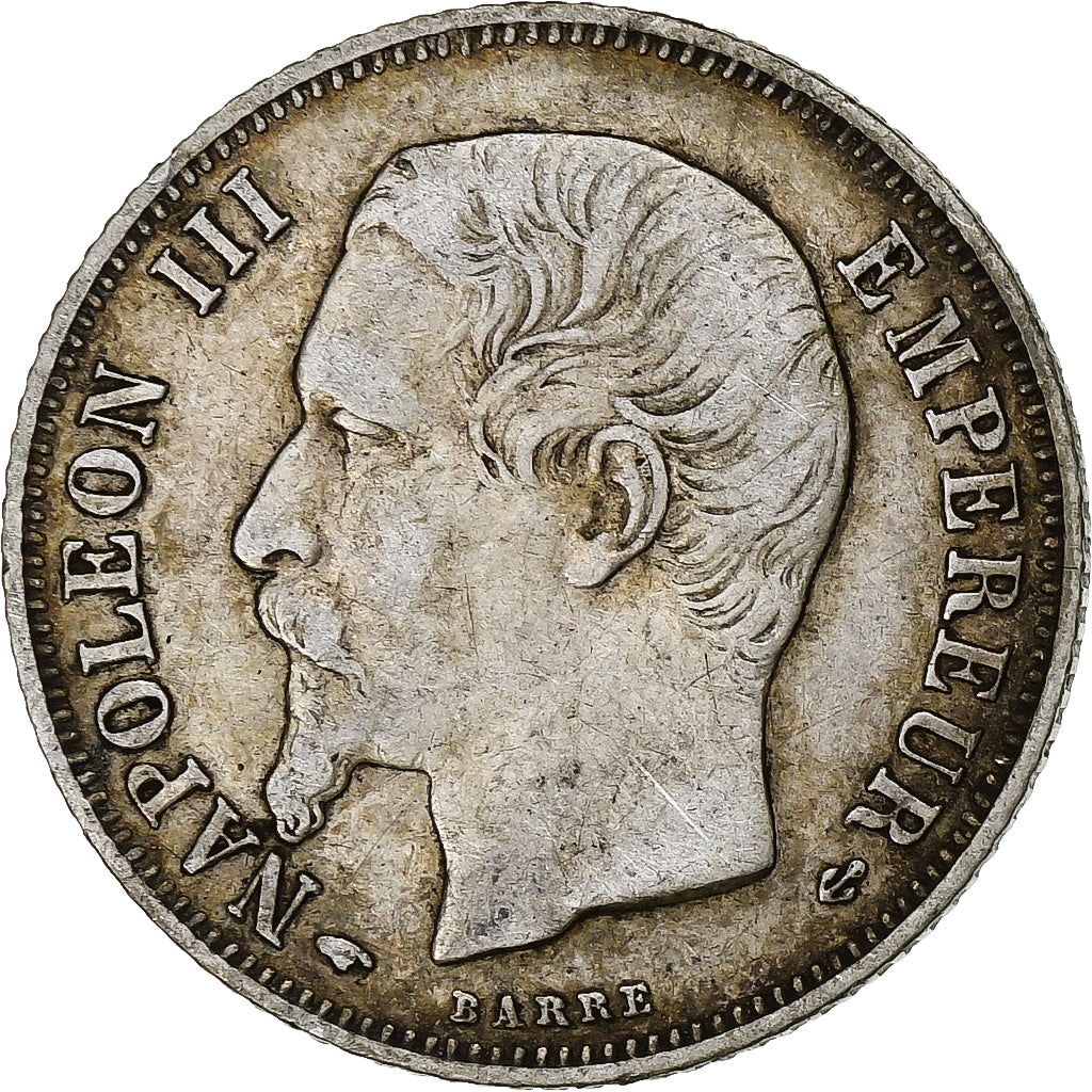 France, Napoleon III, Franc, Napoléon III, 1858, Paris, Silver, EF(40-45)
