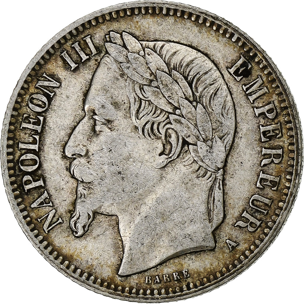 France, Napoleon III, Franc, 1866, Paris, Silver, AU(50-53), Gadoury:463
