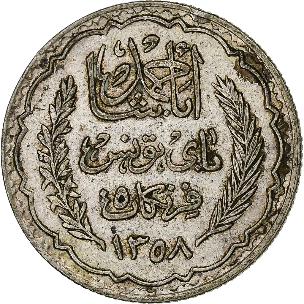 Monnaie, Tunisie, Ahmad Pasha Bey, 5 Francs, 1939, Paris, TTB, Argent, KM:264