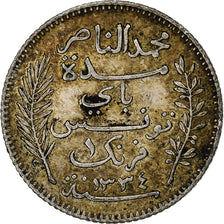 Coin, Tunisia, Muhammad al-Nasir Bey, Franc, 1916, Paris, EF(40-45), Silver