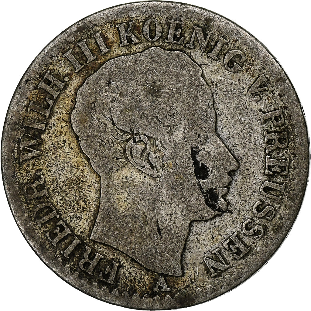 German States, PRUSSIA, Friedrich Wilhelm III, 1/6 Thaler, 1826, Berlin, Silver
