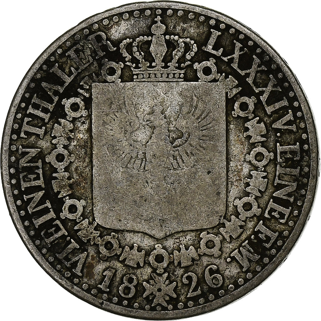 German States, PRUSSIA, Friedrich Wilhelm III, 1/6 Thaler, 1826, Berlin, Silver