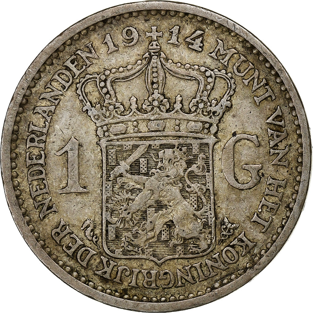 Netherlands, Wilhelmina I, Gulden, 1914, Silver, VF(20-25), KM:148
