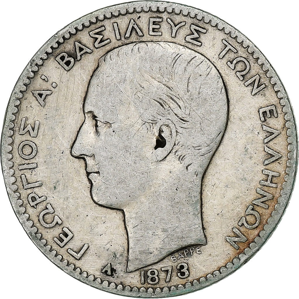 Greece, George I, Drachma, 1873, Paris, Silver, VF(20-25), KM:38