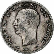 Coin, Greece, George I, Drachma, 1910, VF(30-35), Silver, KM:60