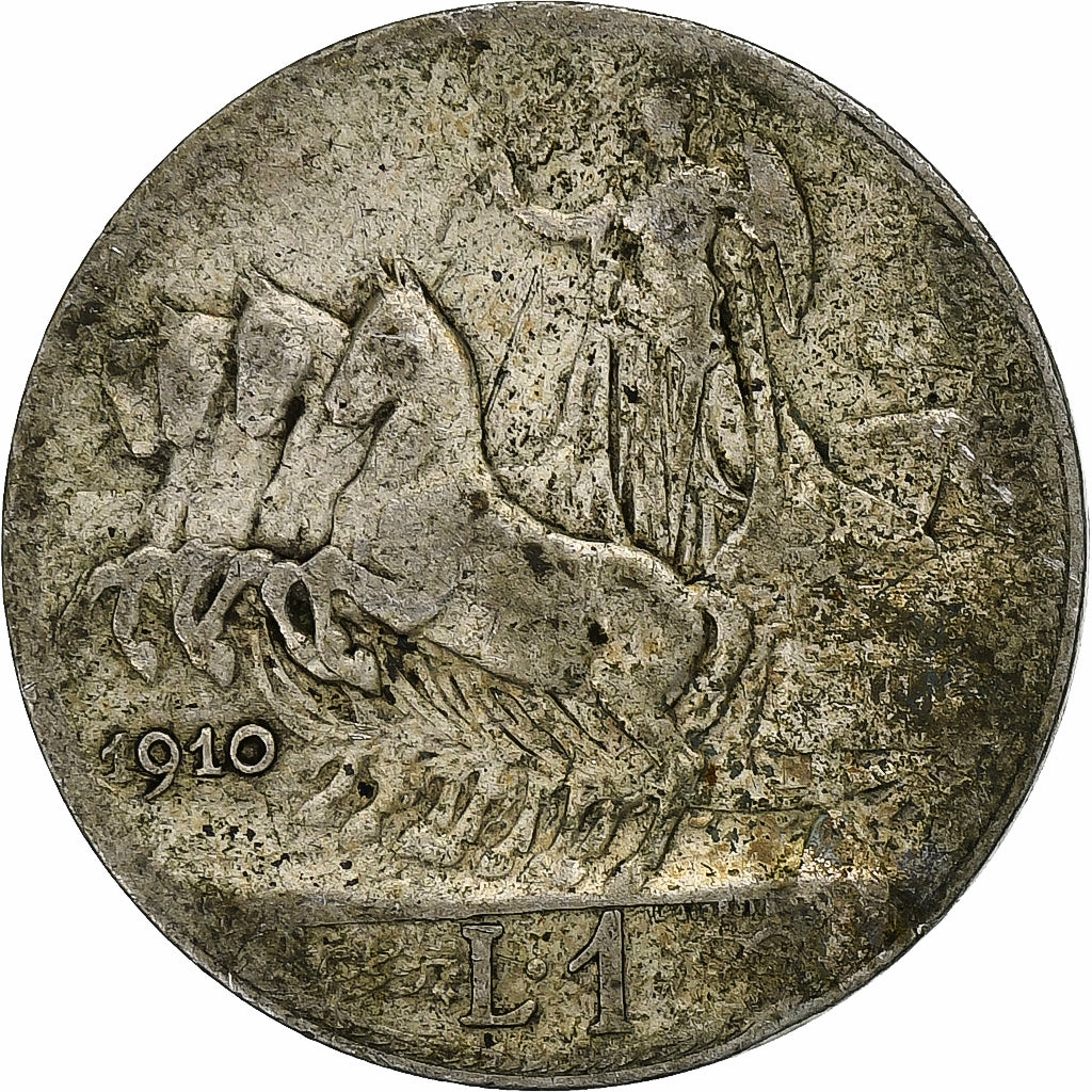 Coin, Italy, Vittorio Emanuele III, Lira, 1910, Rome, VF(20-25), Silver, KM:45