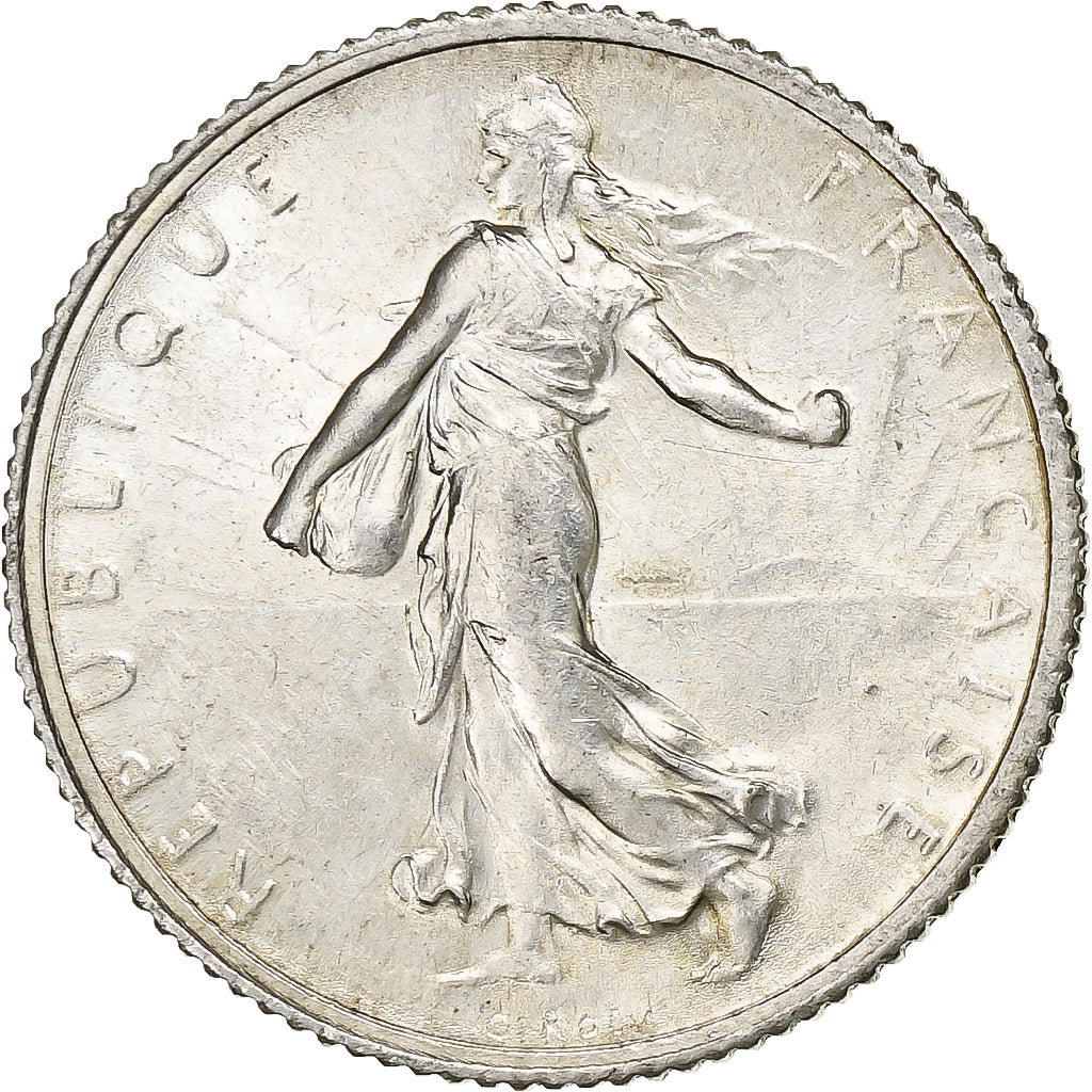 Coin, France, Semeuse, Franc, 1917, Paris, AU(55-58), Silver, KM:844.1