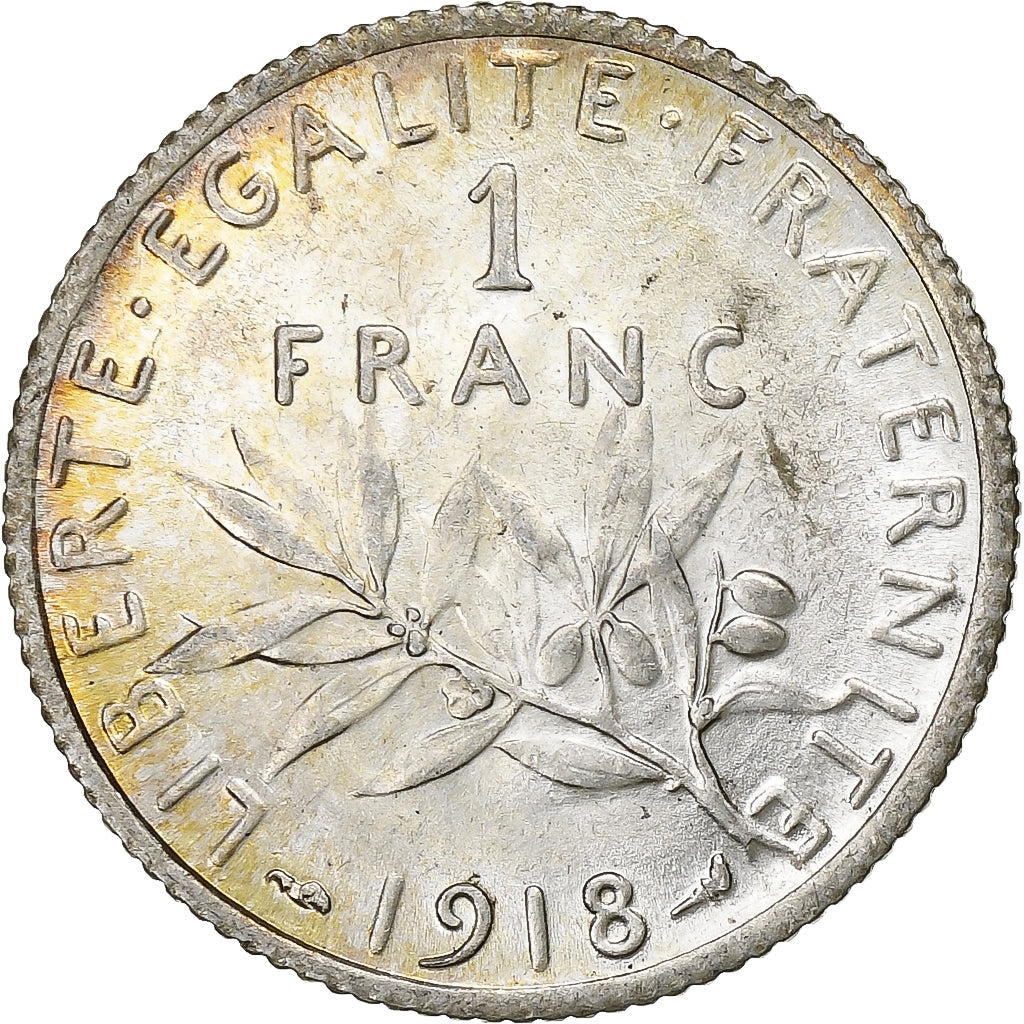 France, Franc, Semeuse, 1918, Paris, Argent, SUP+, Gadoury:467, KM:844.1