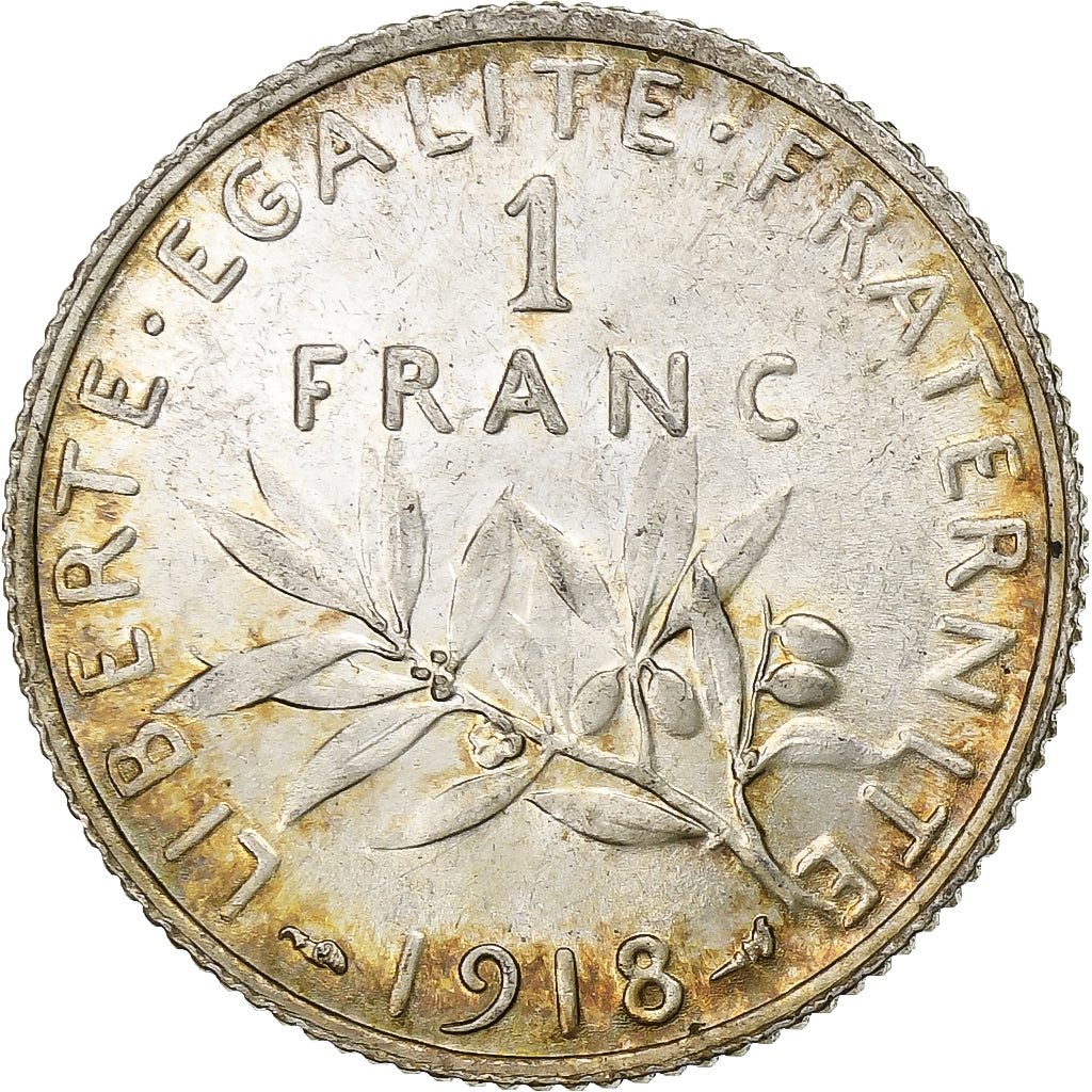 France, Franc, Semeuse, 1918, Paris, Argent, SUP+, Gadoury:467, KM:844.1
