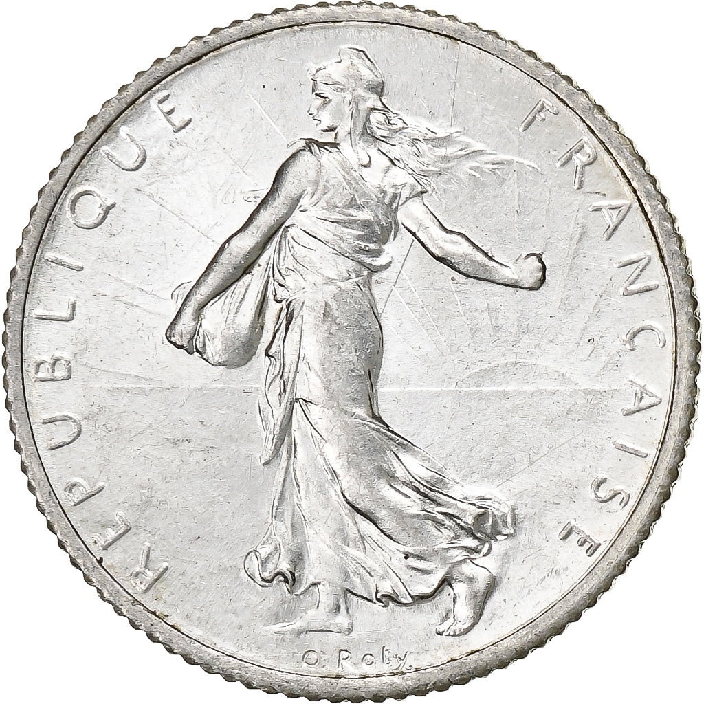 France, Franc, Semeuse, 1918, Paris, Silver, MS(60-62), Gadoury:467, KM:844.1