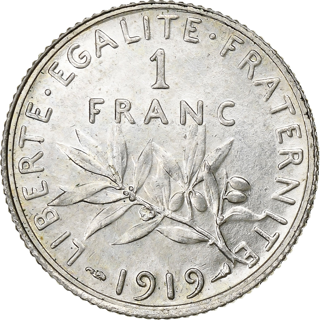 France, Franc, Semeuse, 1919, Paris, Silver, MS(60-62), Gadoury:467, KM:844.1