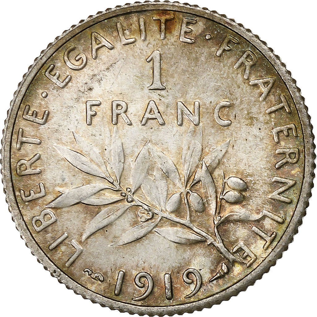 France, Franc, Semeuse, 1919, Paris, Silver, MS(60-62), Gadoury:467, KM:844.1