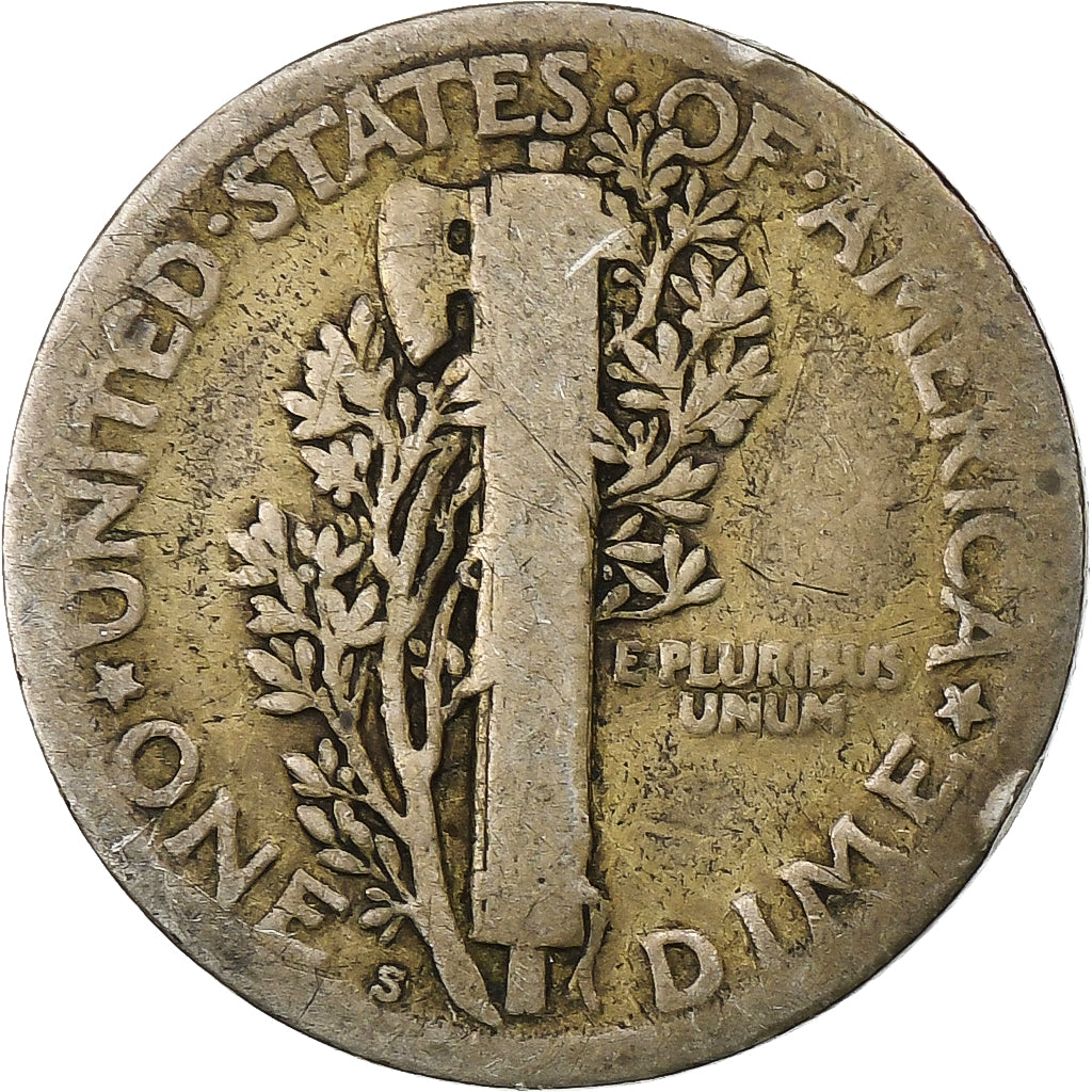 Verenigde Staten, Dime, Mercury Dime, 1917, San Francisco, Zilver, ZG+, KM:140