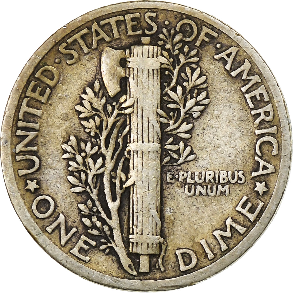 Stati Uniti, Dime, Mercury Dime, 1935, U.S. Mint, Argento, MB+, KM:140