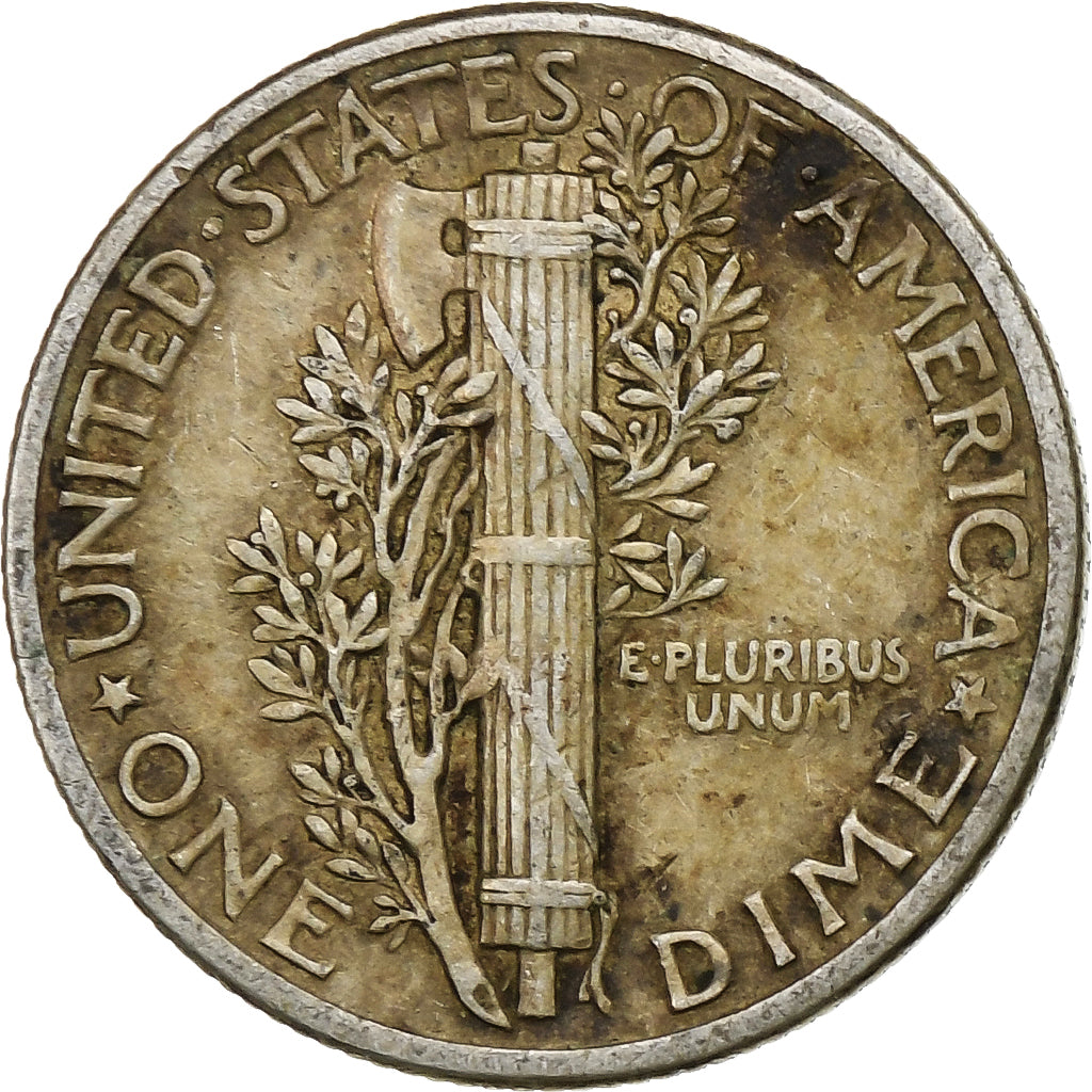 United States, Dime, Mercury Dime, 1942, U.S. Mint, Silver, EF(40-45), KM:140